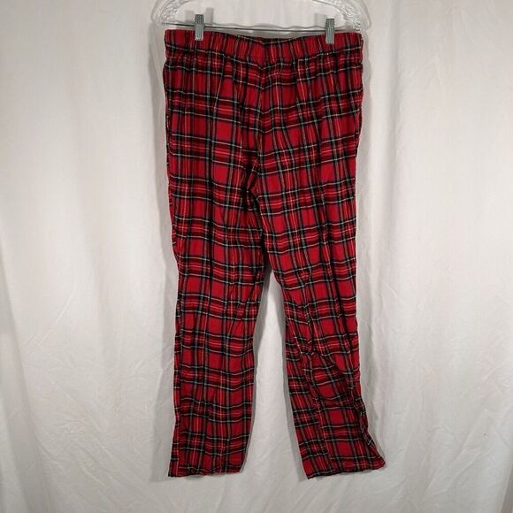 J. Crew Sleep Pants Men's Large Red Plaid Drawstring Pull On Pockets KRW Cotton - Picture 7 of 10